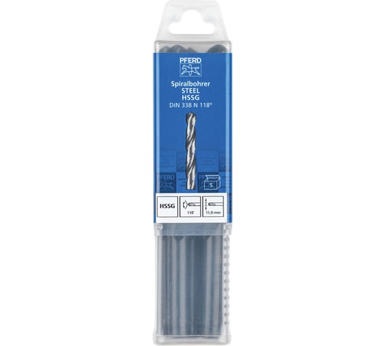 Сверло по металлу SPB DIN338 HSSG STEEL (5 шт; 11х94х142 мм) PFERD 25203543
