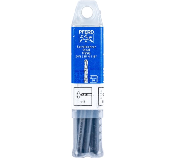 Сверло по металлу SPB DIN338 HSSG STEEL (10 шт; 3.6х39х70 мм) PFERD 25203520