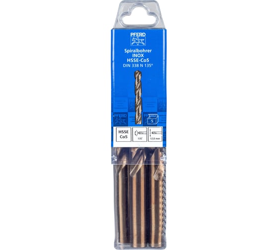 Сверло по металлу SPB DIN338 HSSE INOX (5 шт; 12х101х151 мм) PFERD 25203583
