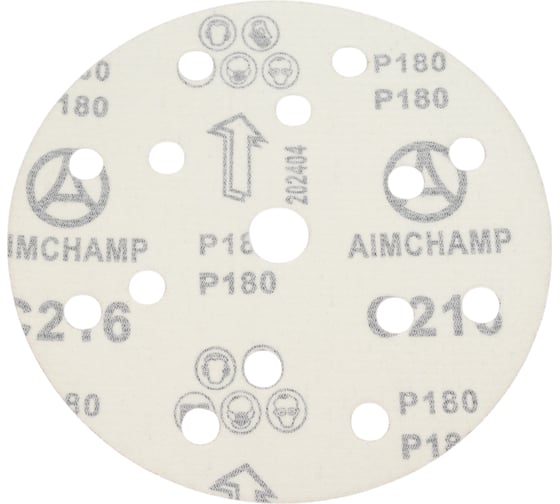 Шлифовальный круг 150 мм, Р180, 15 отверстий, красный, 10 шт Vitatools R-150-P180-10-15