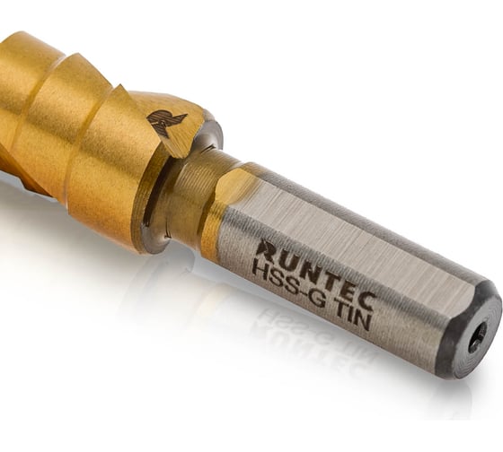 Сверло ступенчатое 4-12 мм, 9 ступеней, HSS-TiN RUNTEC RT-DS4-12-9