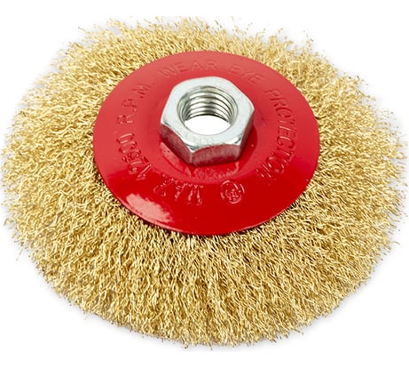 Щетка конусная (100 мм; посадка M14; латунированная проволока) для УШМ ARNEZI R8044100