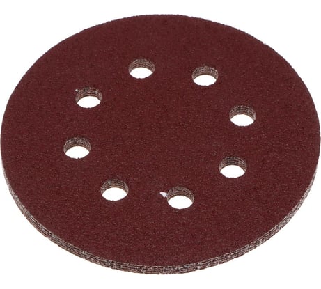 Круг шлифовальный из абразивной бумаги на велкро основе 125 мм, 8 отверстий, P40, 125 мм, 5 шт ЕРМАК 608-001