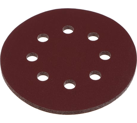 Круг шлифовальный из абразивной бумаги на велкро основе 125 мм, 8 отверстий, P180, 125 мм, 5 шт ЕРМАК 608-006