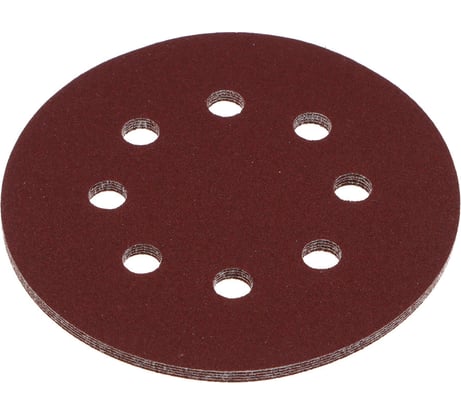 Круг шлифовальный из абразивной бумаги на велкро основе 125 мм, 8 отверстий, P120, 125 мм, 5 шт ЕРМАК 608-005