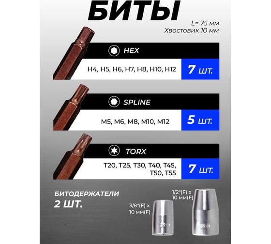 Набор бит с битодержателями "Premium", 40 предметов Forsage F-4401D(28673)