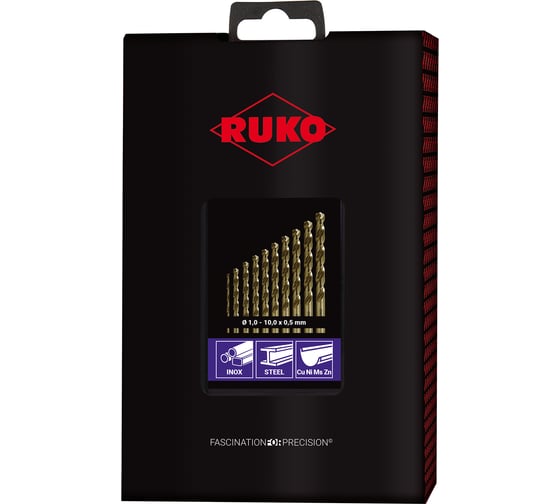 Набор сверл по металлу (19 шт; 1-10 мм; HSSE-Co5) Ruko 215214RO
