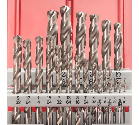 Набор дюймовых сверл по металлу (21 шт; 1/16"-3/8"; HSS-G; DIN 338 тип N) RUKO 214850