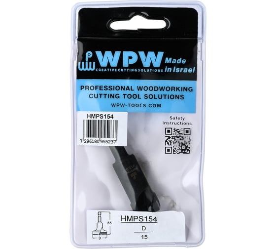 Сверло чашечное без подрезателей (15х55 мм; хвостовик HEX1/4") WPW HMPS154