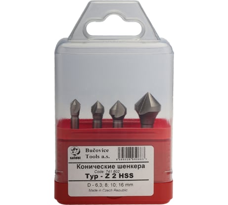 Набор зенковок (4 шт; 6.3-16 мм; 90 гр; HSS) Bucovice Tools 741802