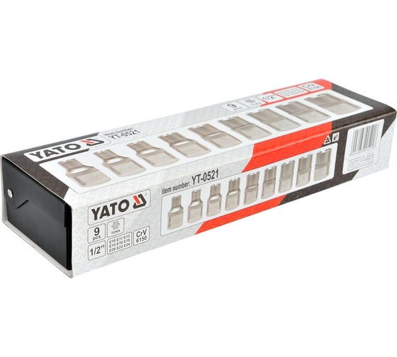 Набор торцевых головок ТОRХ Е10-Е24 9 шт. YATO YT-0521