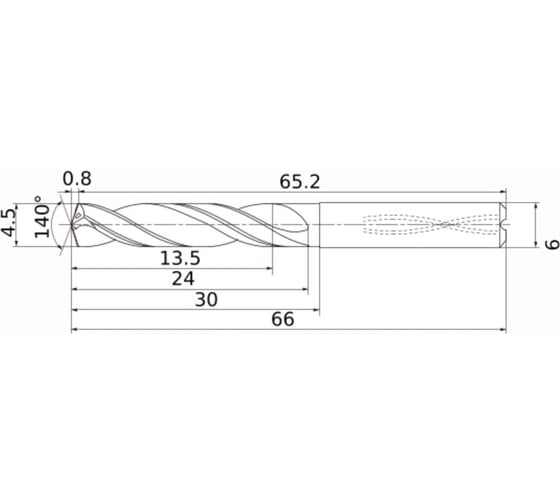 Сверло по металлу (4.5х30х66 мм) DIAEDGE MS0450-SSA