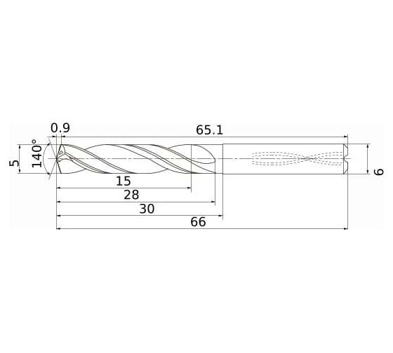 Сверло по металлу (5х30х66 мм) DIAEDGE MS0500-SSA