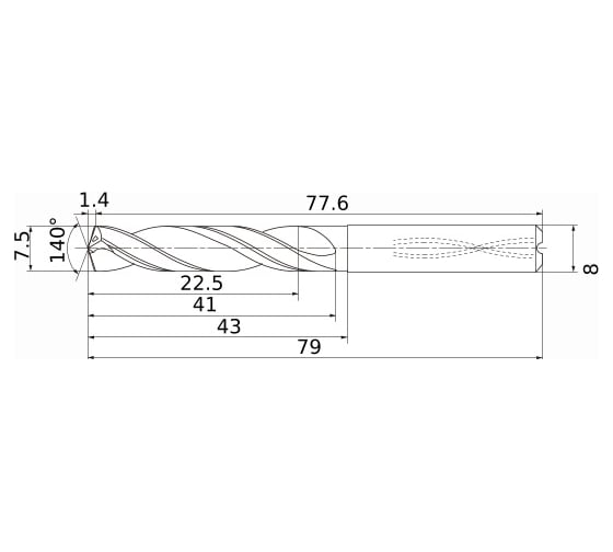 Сверло по металлу (7.5х43х79 мм) DIAEDGE MS0750-SSA