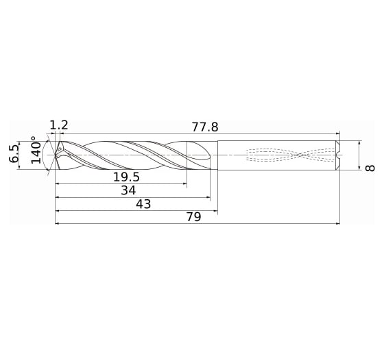 Сверло по металлу (6.5х43х79 мм) DIAEDGE MS0650-SSA