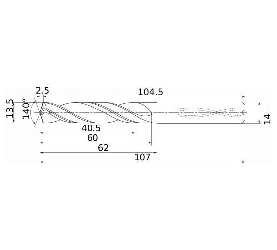 Сверло по металлу (13.5х62х107 мм) DIAEDGE MS1350-SSA