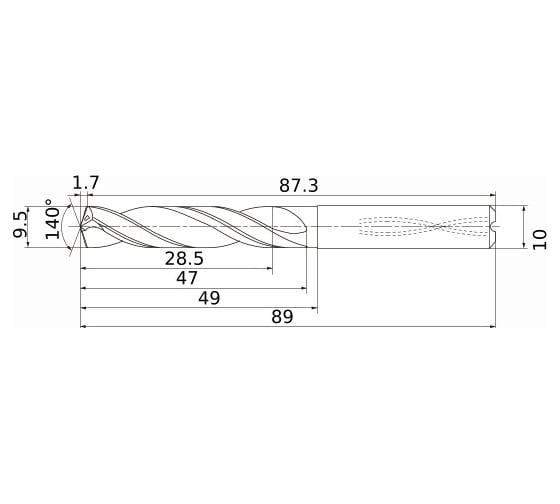 Сверло по металлу (9.5х49х89 мм) DIAEDGE MS0950-SSA