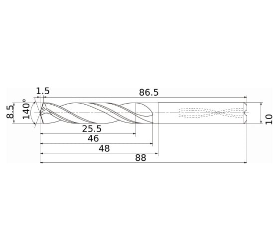 Сверло по металлу (8.5х48х88 мм) DIAEDGE MS0850-SSA