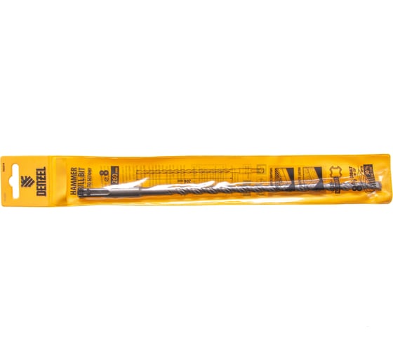 Бур по бетону, двойная спираль, Cobalt W-tip (8x260 мм; SDS PLUS) Denzel 705014
