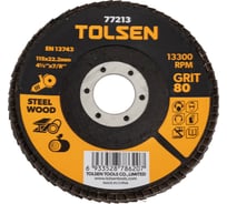 Круг шлифовальный лепестковый 115x22.2 мм, P80 TOLSEN 77213