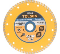 Диск алмазный турбо, 180x22.2 мм TOLSEN 76765