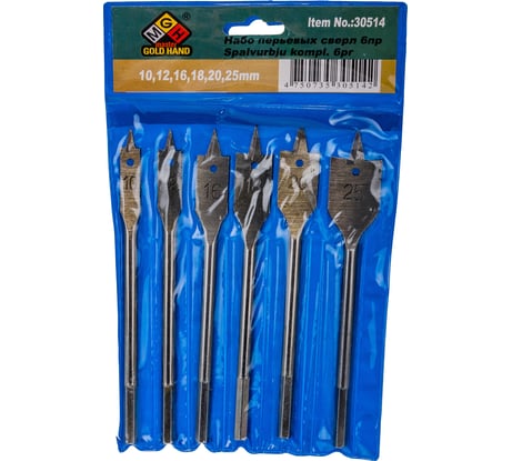 Набор сверл перьевых по дереву (6 шт; 10-25х150 мм) SKRAB 30514