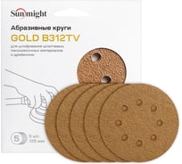 Круг шлифовальный GOLD B312T (5 шт; 125 мм; на липучке; 8 отв; золотистый; P100) SUNMIGHT 58107R