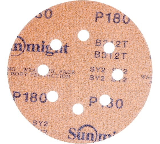 Круг шлифовальный GOLD B312T (5 шт; 125 мм; на липучке; 8 отв; золотистый; P180) SUNMIGHT 58110R