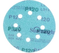 Круг шлифовальный FILM L312TV (100 шт; 125 мм; на липучке; 8 отв; зелёный; P120) SUNMIGHT 53208