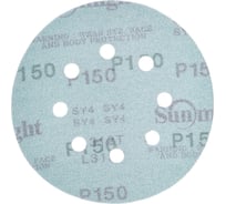 Круг шлифовальный FILM L312T (5 шт; 125 мм; на липучке; 8 отв; зелёный; P150) SUNMIGHT 53209R
