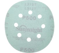 Круг шлифовальный FILM L312TV (100 шт; 125 мм; на липучке; 8 отв; зелёный; P500) SUNMIGHT 53217