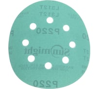Круг шлифовальный FILM L312TV (100 шт; 125 мм; на липучке; 8 отв; зелёный; P220) SUNMIGHT 53211