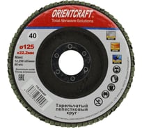 Круг лепестковый торцевой Orientcraft КЛТ-1 125x22 мм, P40, для металла, древесины 116.00A 40F