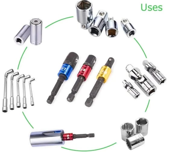 Переходники для шуруповерта под торцевые головки 1/4"DR, 3/8"DR, 1/2"DR, длина 73-65 мм, комплект 3 шт Vitatools perehodniki-pod-tortsevye-golovki-3