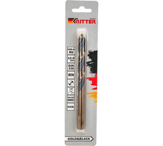 Сверло по металлу EC Gold&Black (12 мм; HSS-G M2; DIN 338 RN) RITTER PS14212001