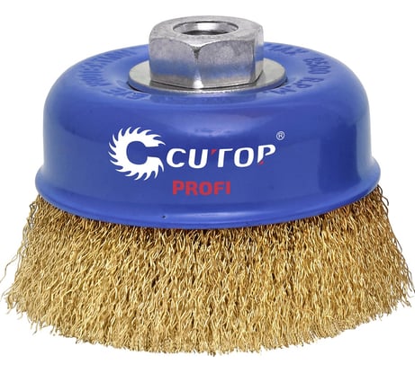 Щетка чашка (125 мм; М14; латунированная витая проволока 0.3 мм) для УШМ CUTOP 82-519