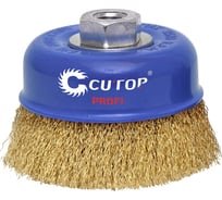Щетка тарелка (100 мм; М14; латунированная витая проволока 0.3 мм) для УШМ CUTOP 82-524
