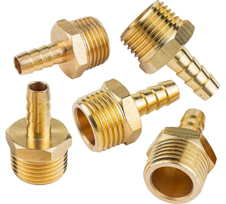 Штуцер пневматический (5 шт; наружная резьба 1/2" - елочка 8 мм) Forsage F-MH08/05K(26091)