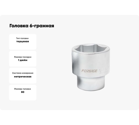 Головка 6-гранная (80 мм; 1") Forsage 9872 F-58580