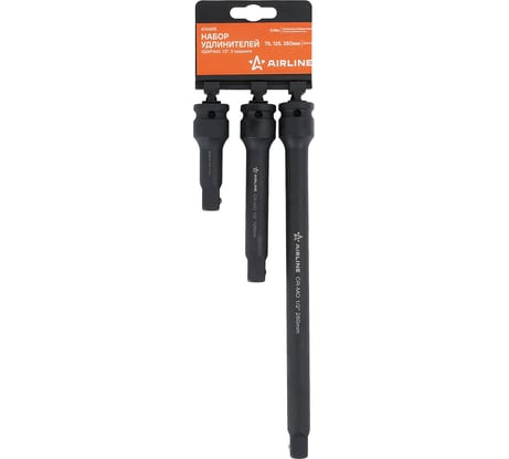 Набор удлинителей ударных 1/2"DR, 3 шт, 75, 125, 250 мм, пласт. подвес Airline ATAS415