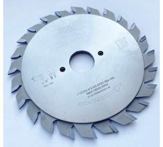 Пила дисковая 120x2.8-3.6x20 мм, Z12+12, HM Zenfort HA1 AA 1