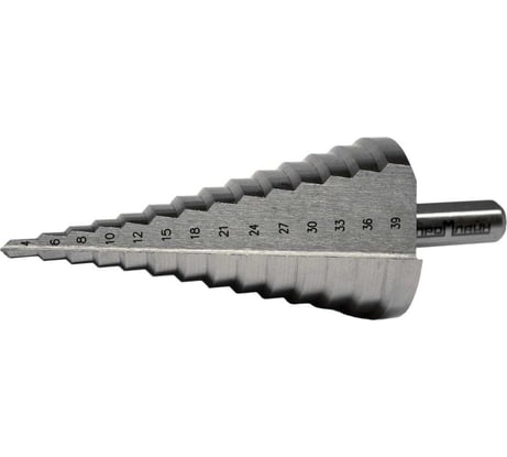 Сверло ступенчатое по металлу 4-39 мм, HSS, с рабочей частью из металла, 14 ступеней Промлайн ПЛ080603_z024