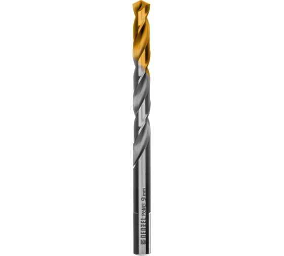 Сверло спиральное по металлу 9x125 мм, Р6М5, Golden Tip Denzel 718241