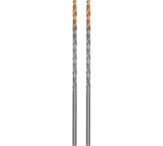 Сверло спиральное по металлу 3.5x112 мм, Р6М5, Golden Tip, удлиненное, 2 шт Denzel 718248 1