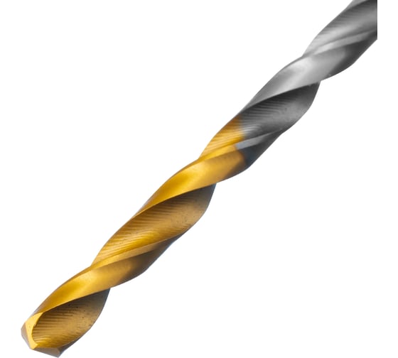 Сверло спиральное по металлу 3.5x112 мм, Р6М5, Golden Tip, удлиненное, 2 шт Denzel 718248