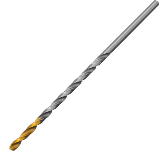 Сверло спиральное по металлу 3.5x112 мм, Р6М5, Golden Tip, удлиненное, 2 шт Denzel 718248