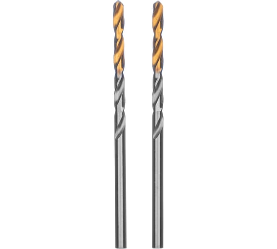Сверло спиральное по металлу 3.2x65 мм, Р6М5, Golden Tip, 2 шт Denzel 718226 1