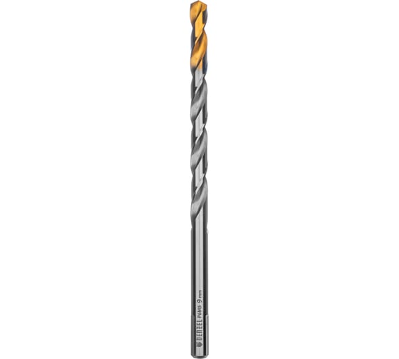Сверло спиральное по металлу 9x175 мм, Р6М5, Golden Tip, удлиненное Denzel 718262 1