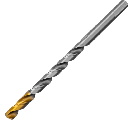 Сверло спиральное по металлу 8.5x165 мм, Р6М5, Golden Tip, удлиненное Denzel 718261