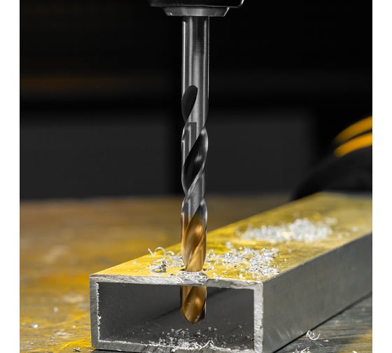 Сверло спиральное по металлу 9x125 мм, Р6М5, Golden Tip, многогранная заточка Denzel 718284
